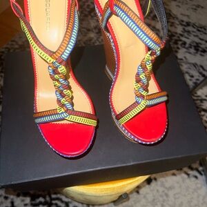 DSQUARED Vibrant Red and Multicolor Heels